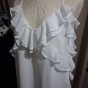 Elegant White Ruffle Blouse Rachel Zoé M